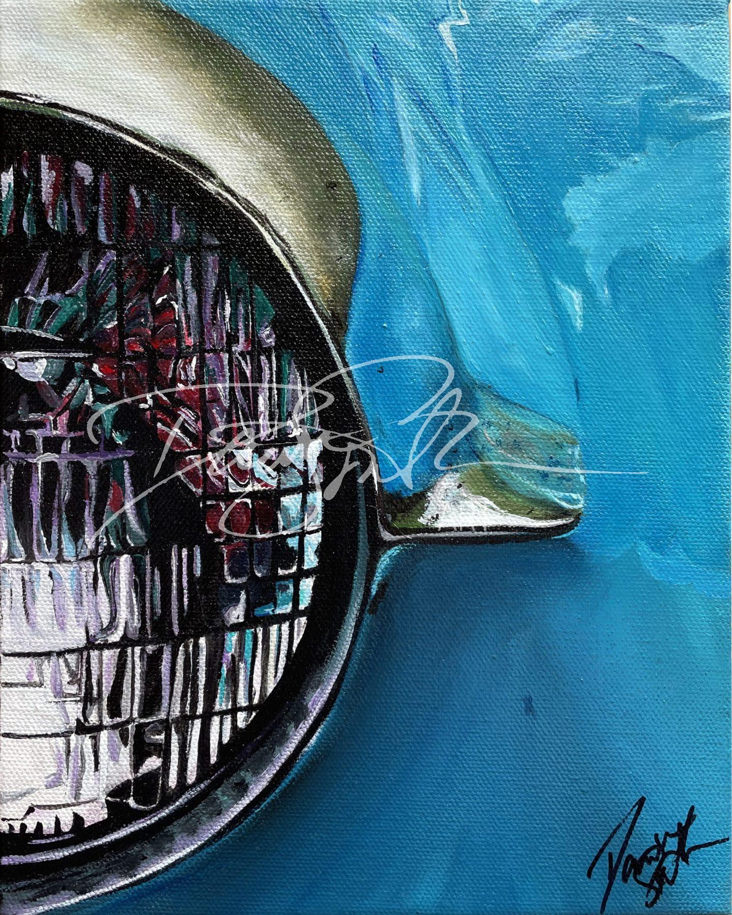 Painting of old car headlight