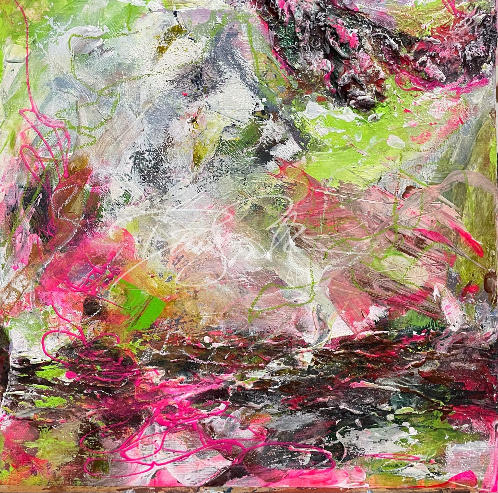 hot pink and lime green abstract