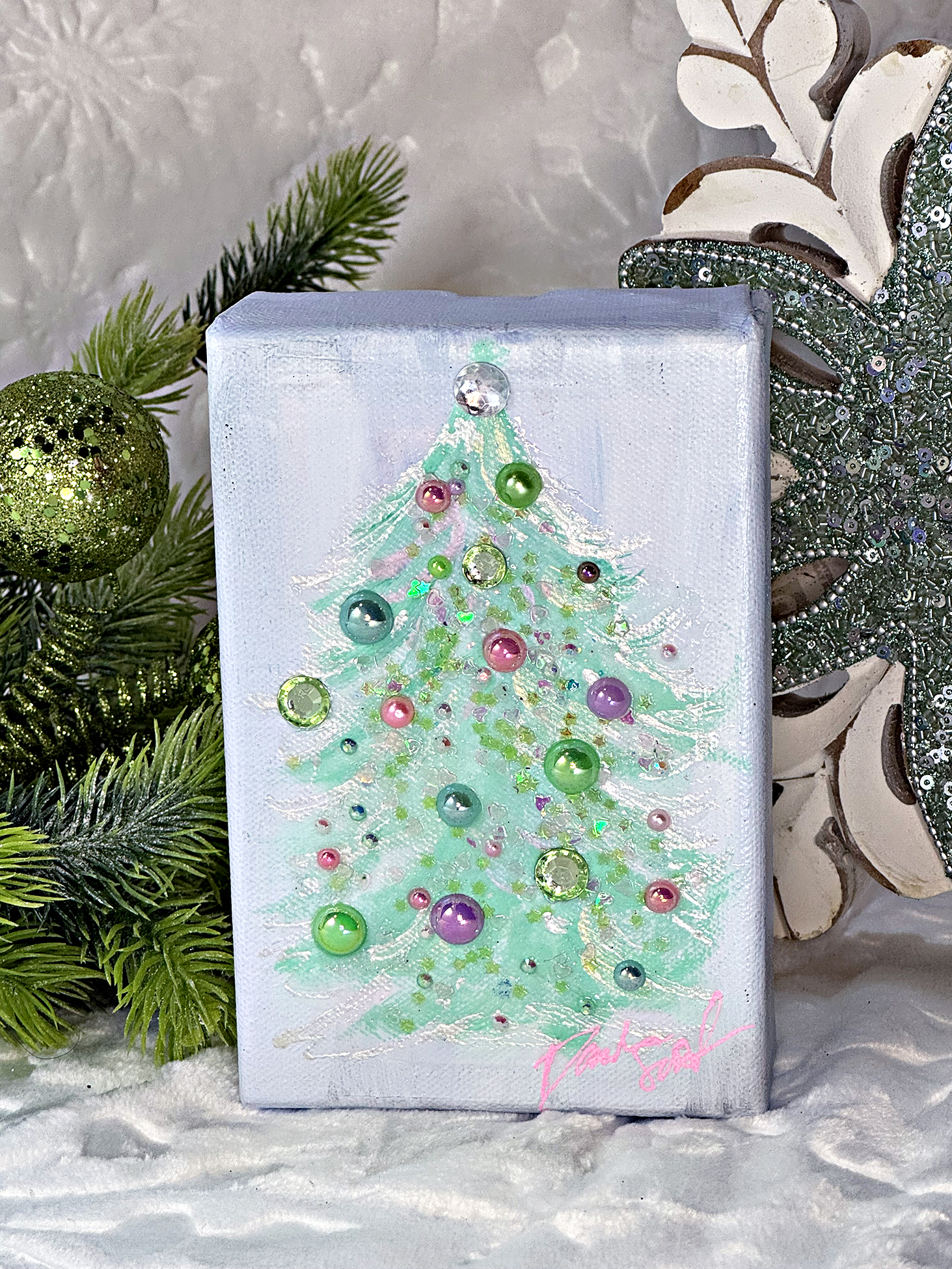 pastel pink and green tree 2