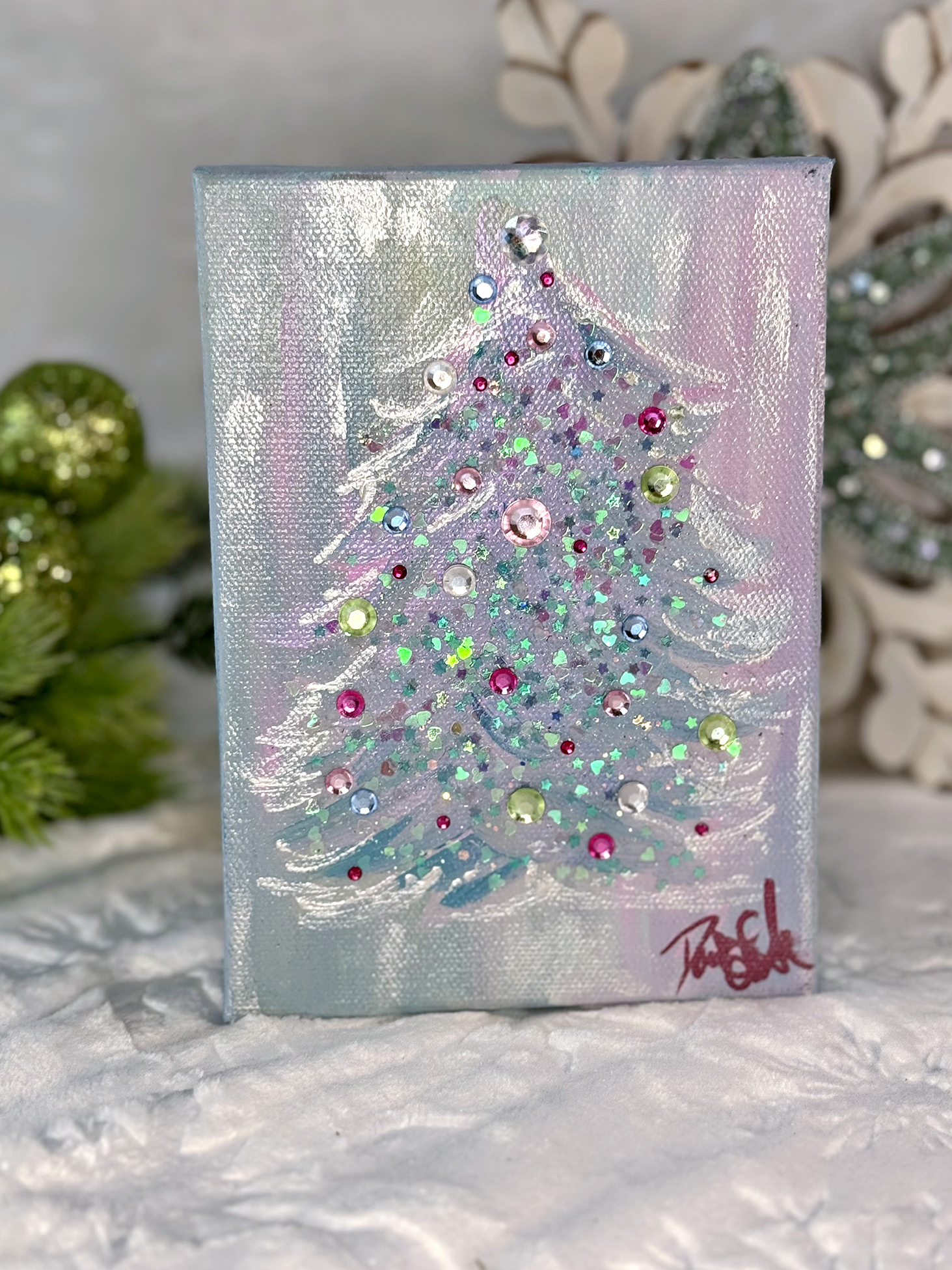 pastel pink and green tree 2