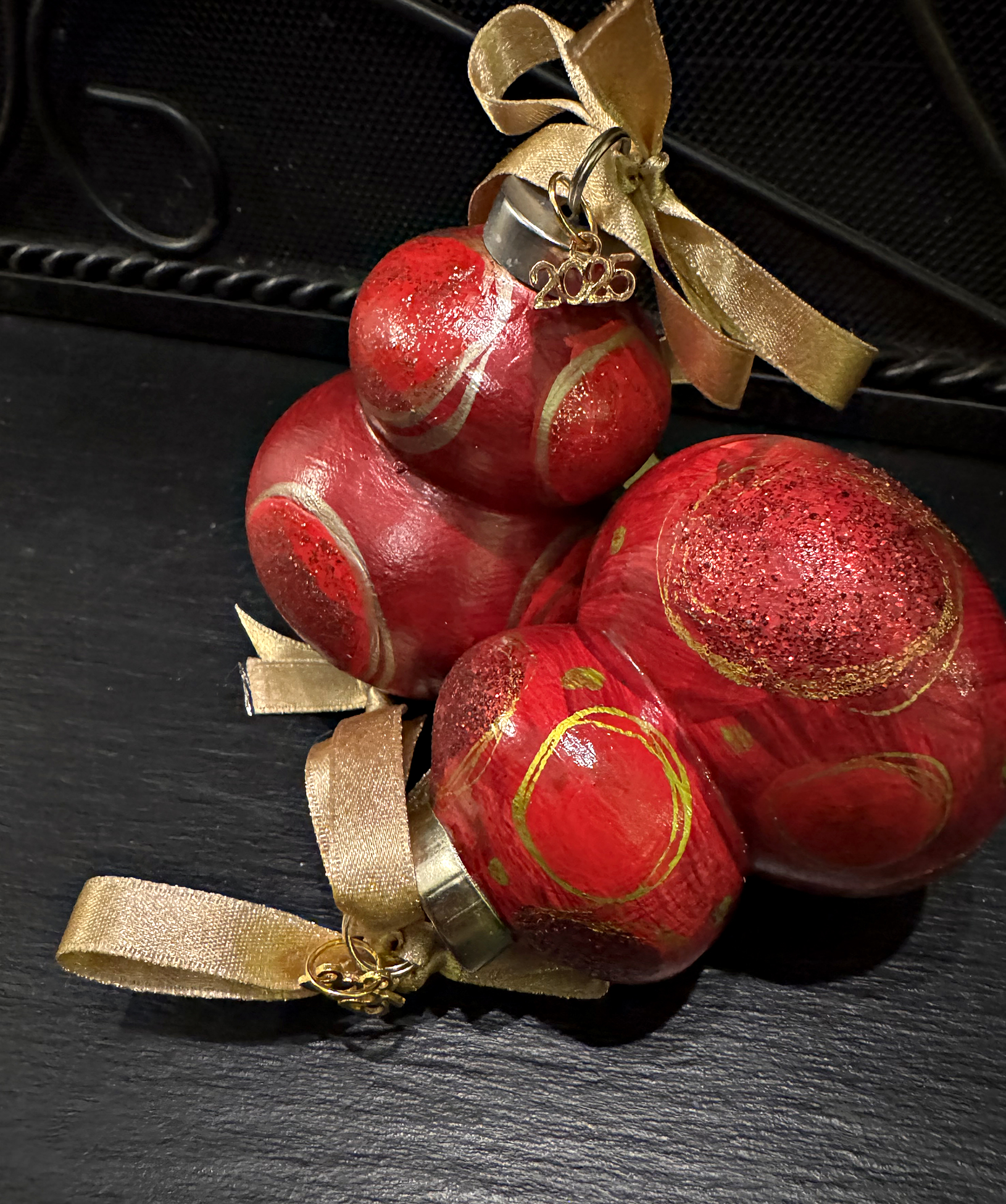 Red and Gold finial ornaments