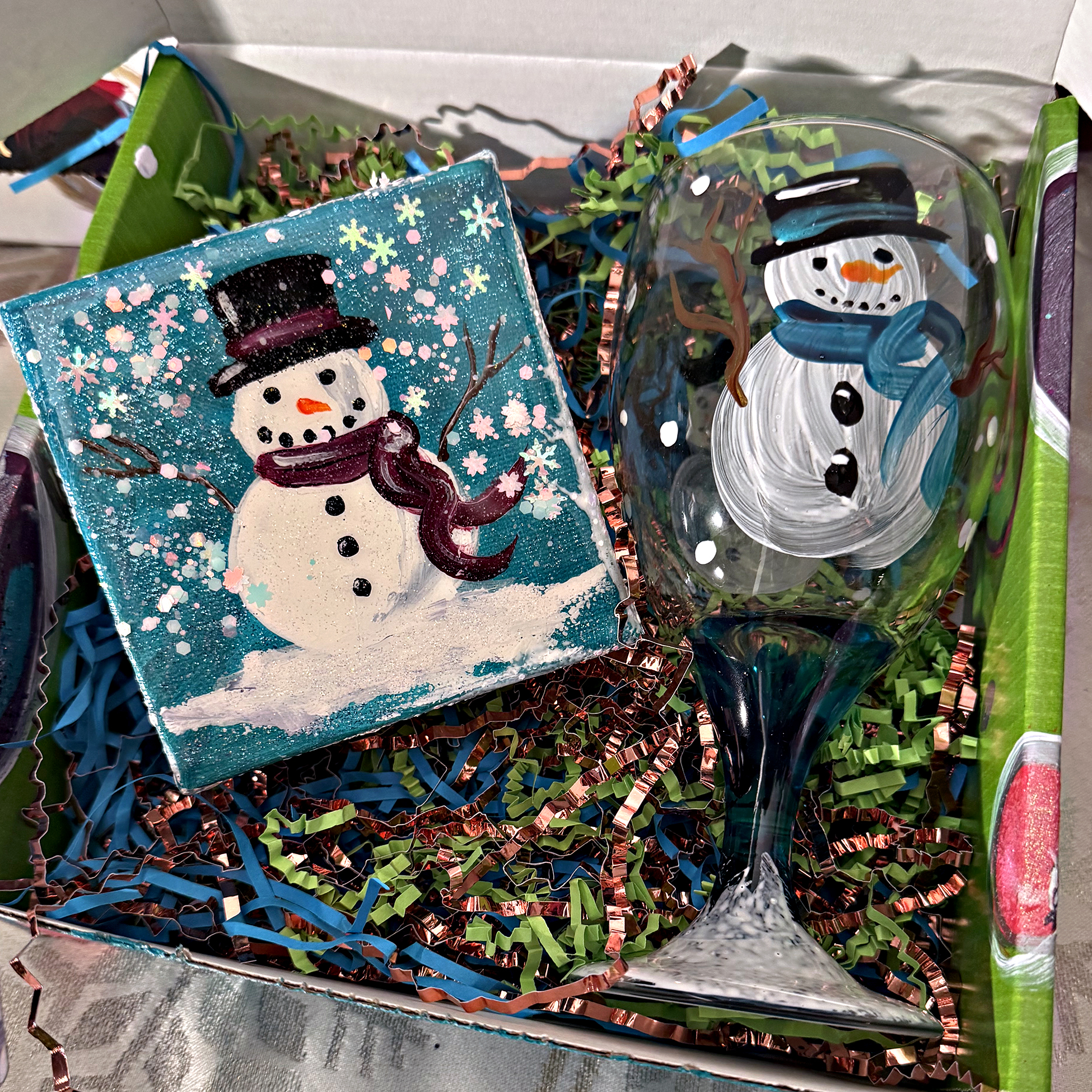 Teal Snowman Gift Box, ©Dawn South